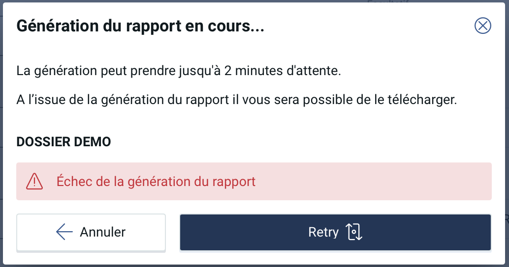 Message erreur génération